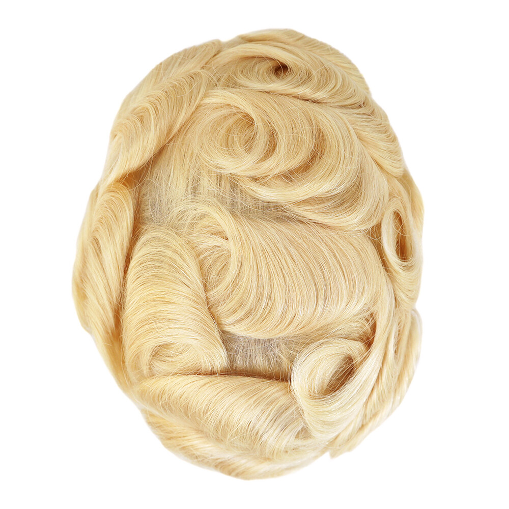 Mens Toupee Human Hair Replacement System Ultra Thin Skin 90% Denisty Hairpieces
