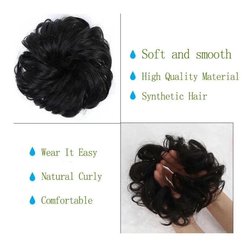 Natural Curly Messy Bun Hair Piece Scrunchie Updo Hair Extensions Real as
