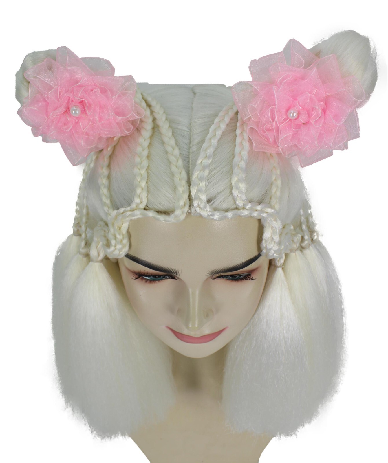 HPO Adult Women’s Sister Doll White Wig, Best for Halloween, Flame-retardant