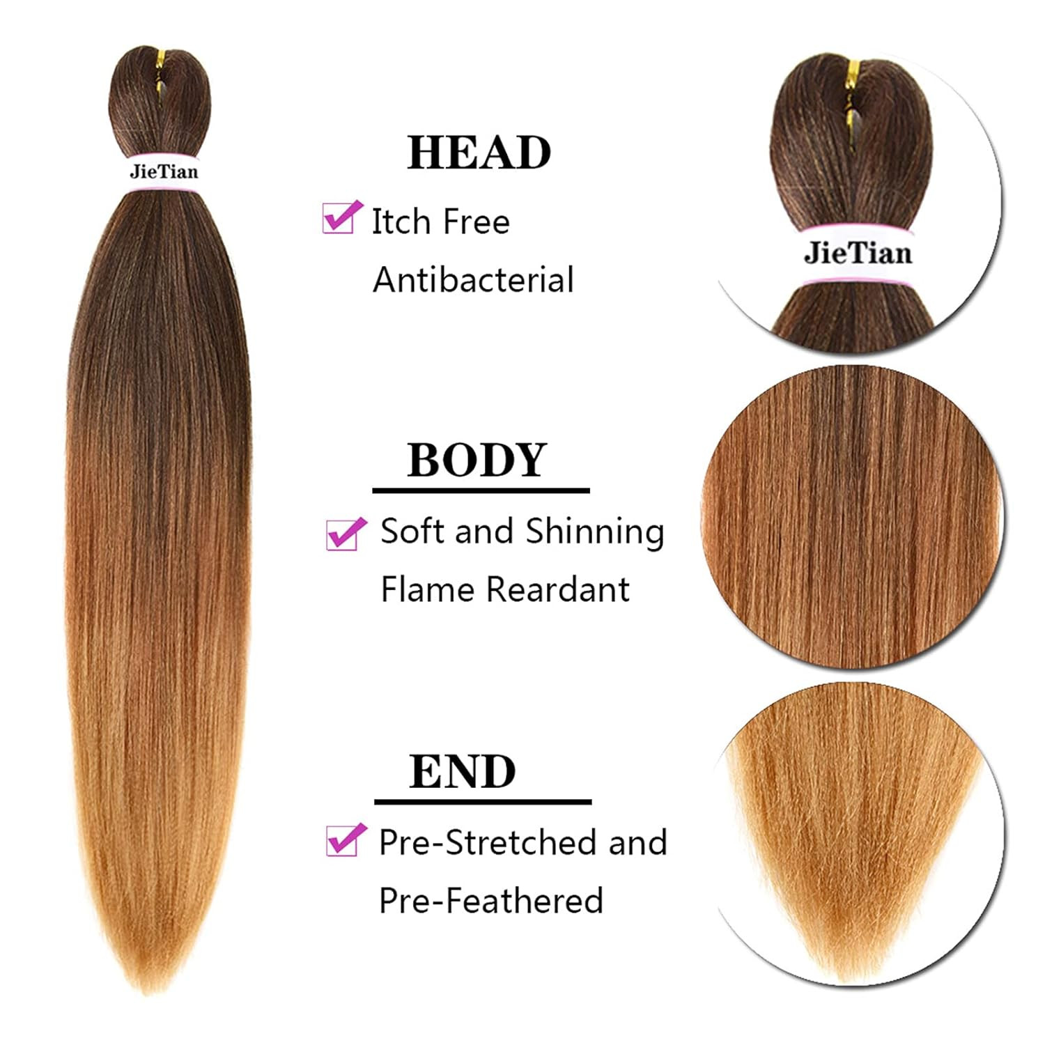 Pre Stretched Braiding Hair Ombre 30 Inch 8 Packs Synthetic Crochet Braids Hot W