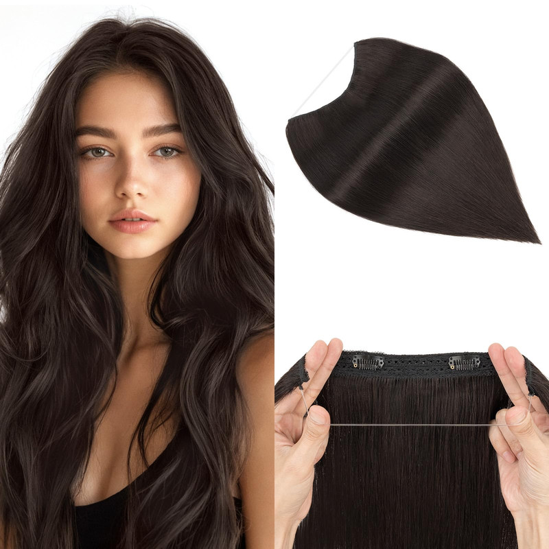 Halo Hair Extensions Real Human Hair My-Lady Adjustable Halo Extensions Real