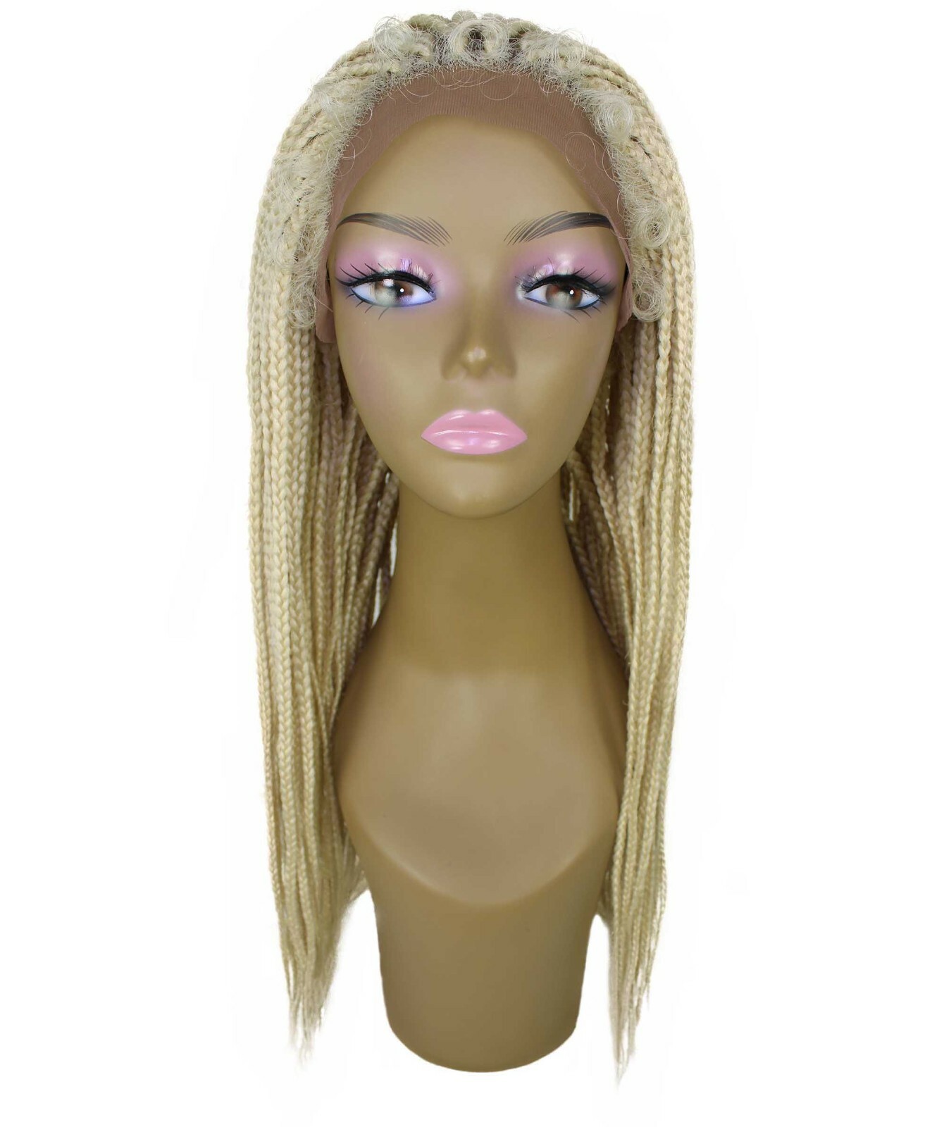 LUXLUXE Layla Straight 27.5″ Long 4X4 Hand-Tied Lace Braid Wig, Light Blonde