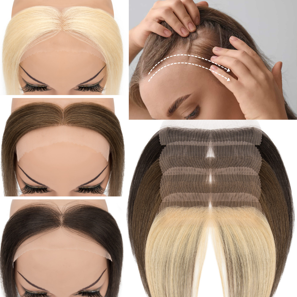 Front Lace Toupee 100% Human Hair Piece Front Toupee Natural Hairline 0.75*6.25″