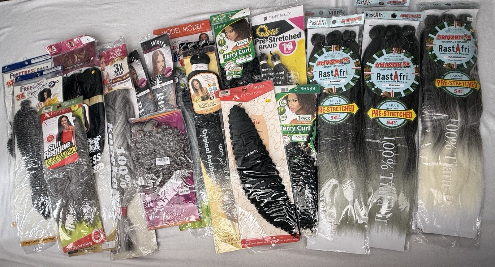 Hair Extensions Lot of 19 Packs Amazon, Jerry Curl, Freetress, Lots Of Gray