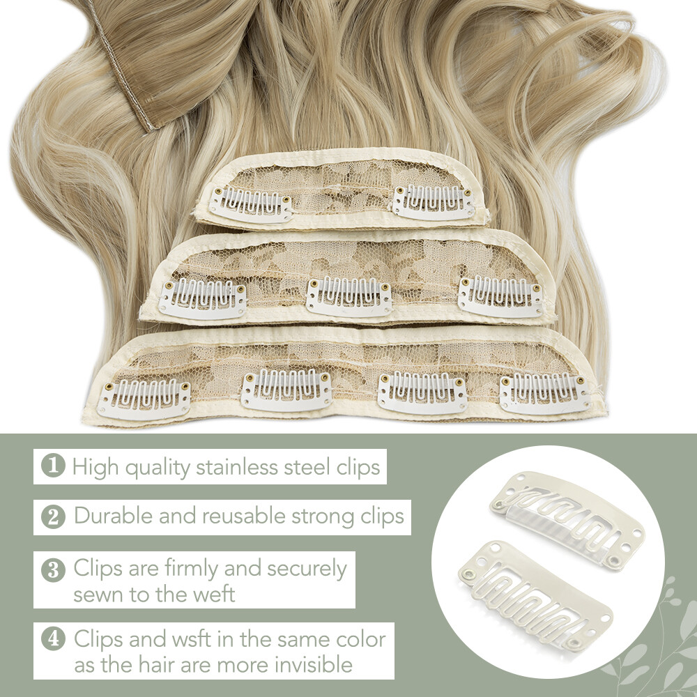 US Long Real Thick CLIP IN HAIR EXTENTIONS FULL HEAD 4 Pieces As Human Hair Wavy
