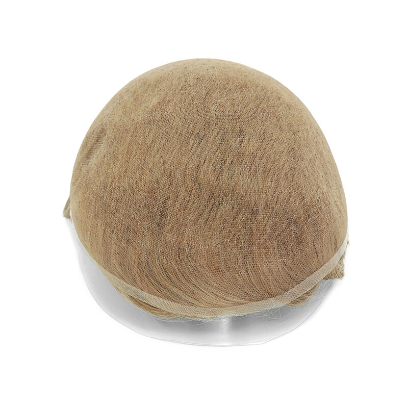 Mens Toupee Human Hair Replacement System Full French Lace Hairpiece #22R