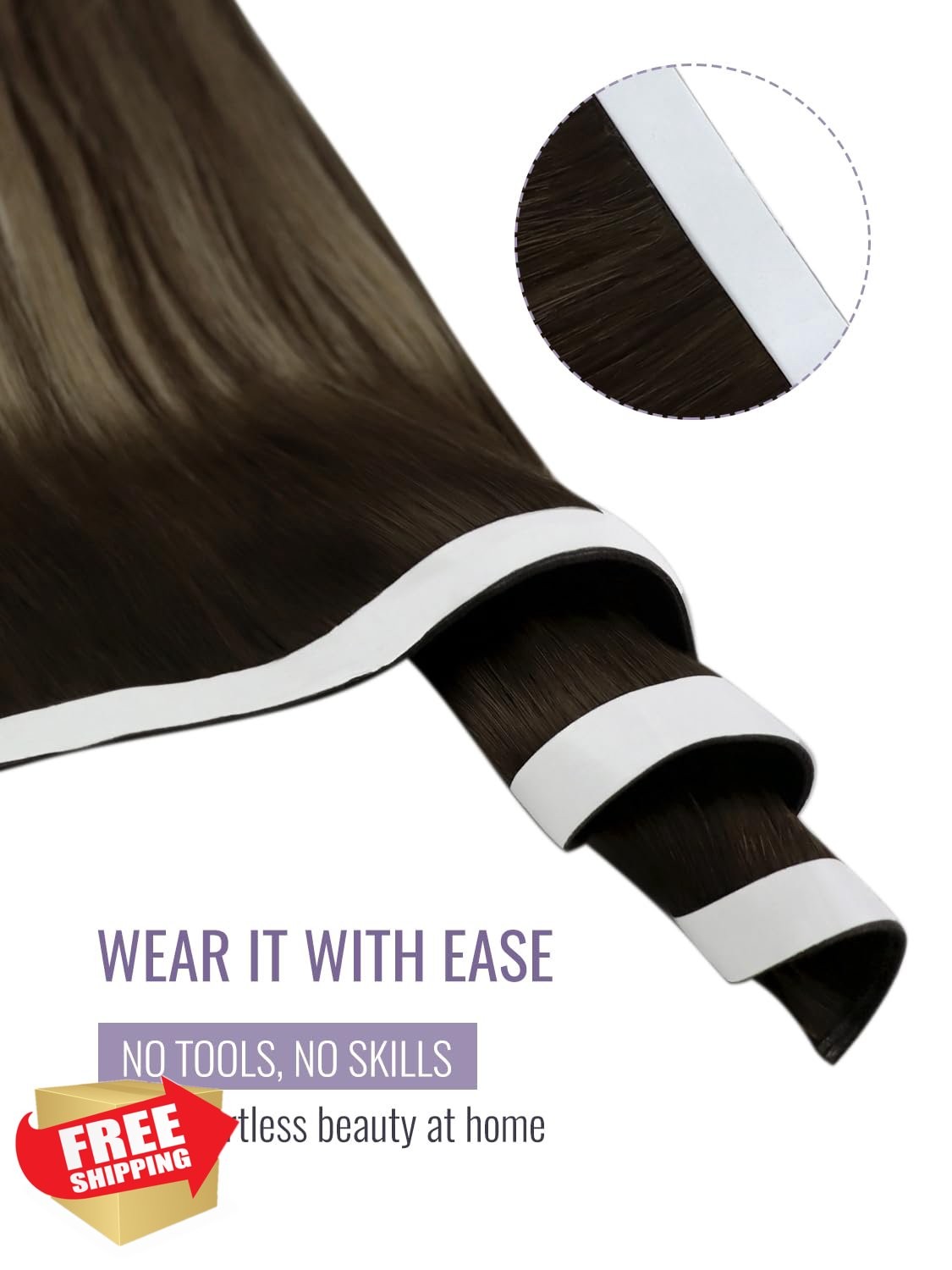 Fshine Tape Weft Hair Dark/Medium Brown Mix 16 Inch 90g