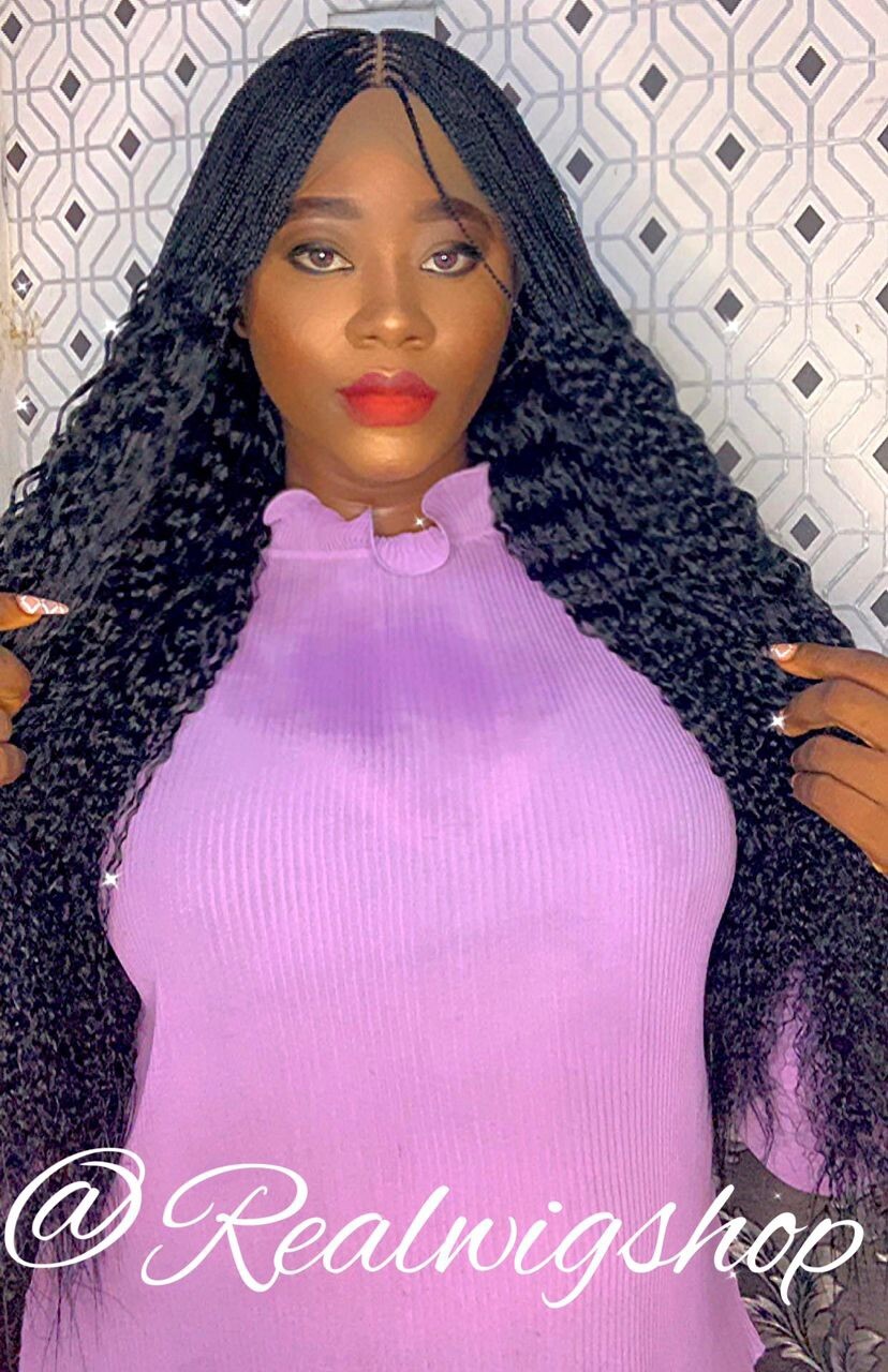 Braided Water Wave Wig. Made on a full lace wig.length is 24inches Long.black.