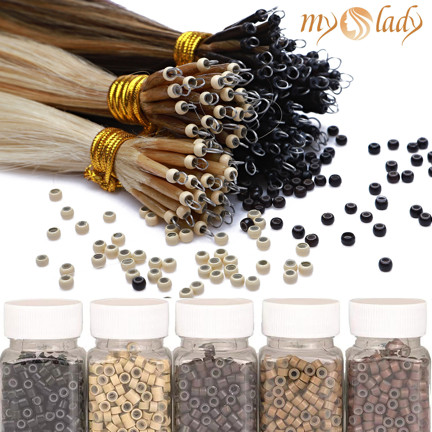 MY-LADY Nano Ring Hair Extensions Nano Beads Silicone Mini Micro Loop Rings 3mm