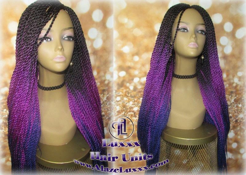 Ombre Black Pink Purple 24 Long Soft Crochet Ombre Mermaid Rainbow Wig Gradient