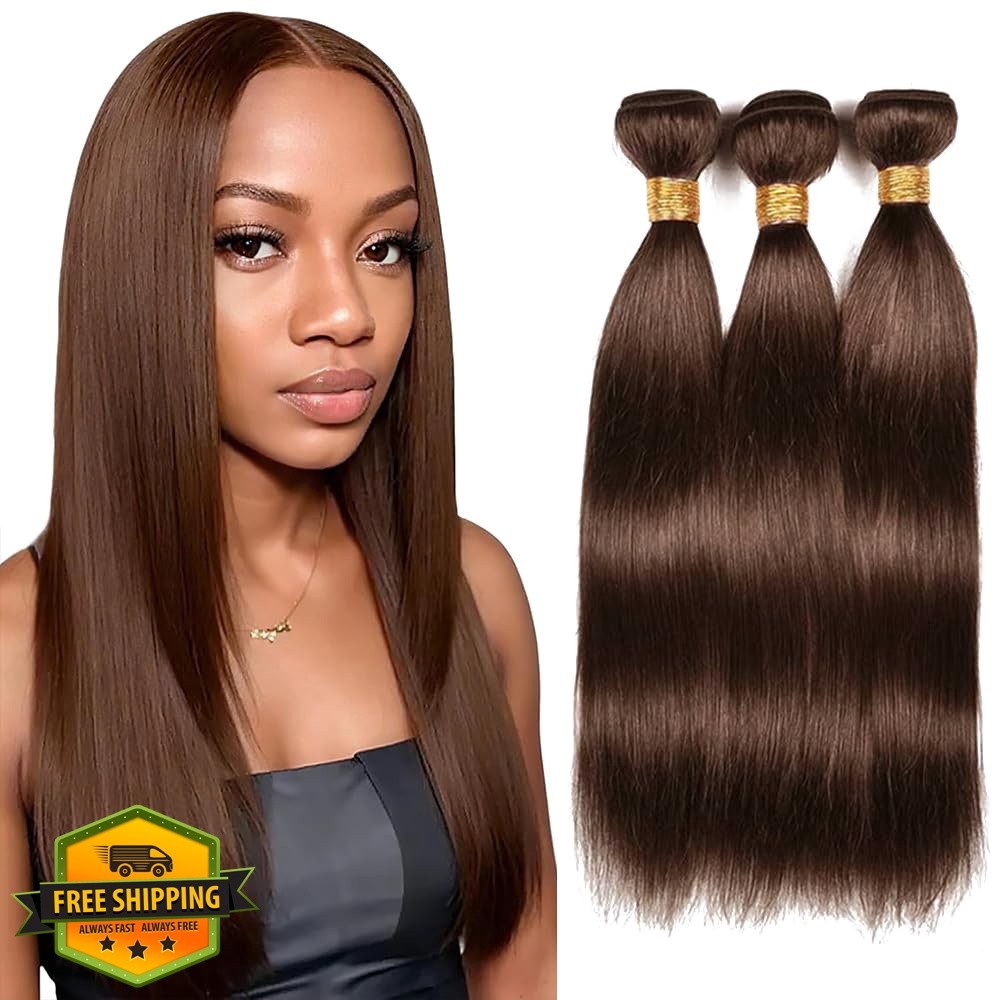 HeumHrn 20 22 24 Inch #4 Chocolate Straight Bundles