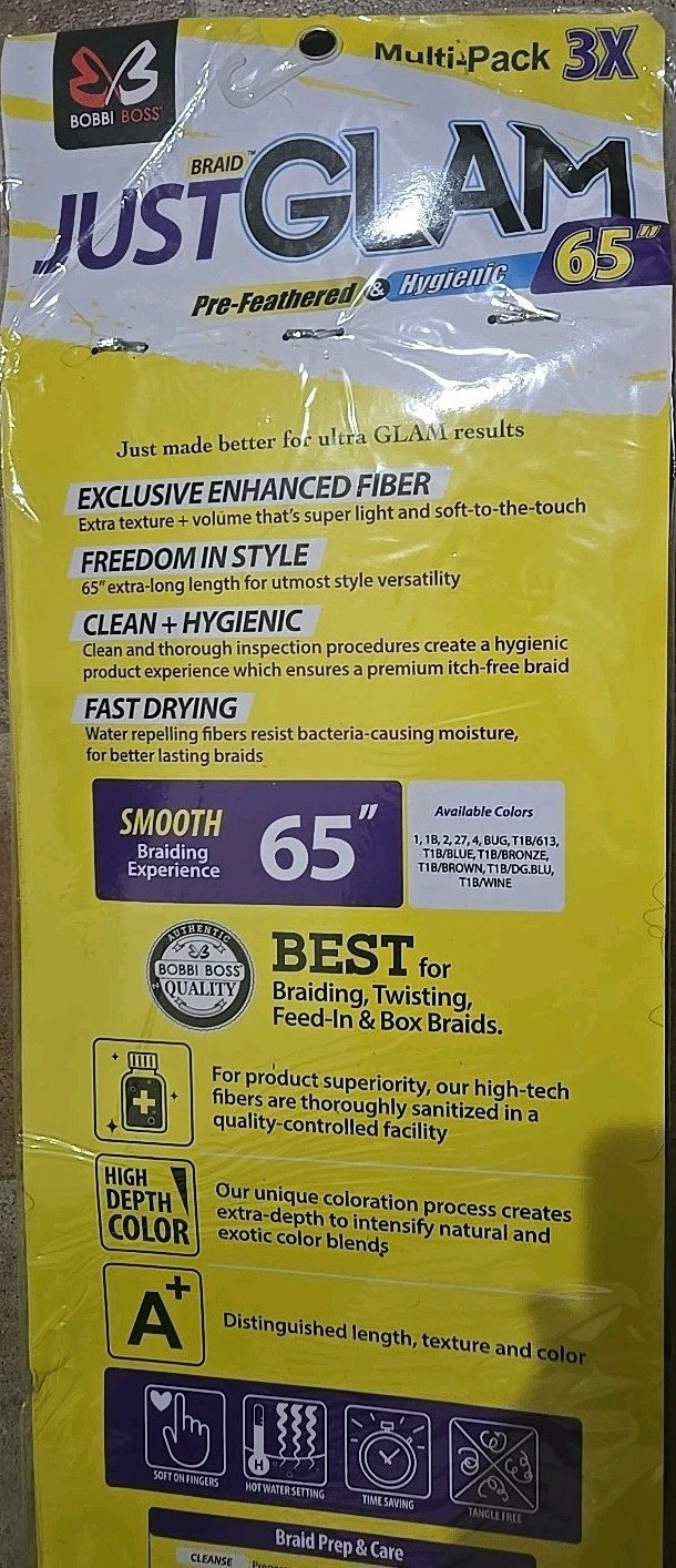 BOBBI BOSS JUST GLAM 65″ BRAIDING HAIR SUPER LONG BRAID #2 NEW 3-PACK