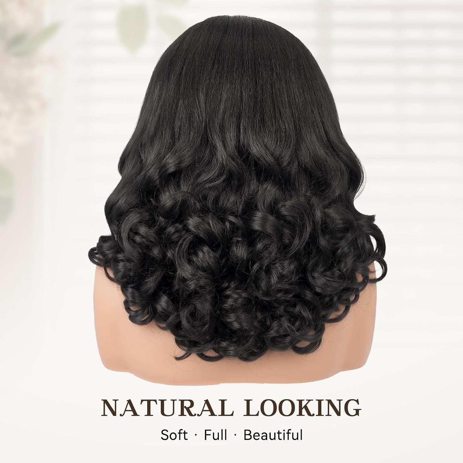 Loose Curly Headband Wig for Black Women Yaki Curly Half Wig Black,16 Inch