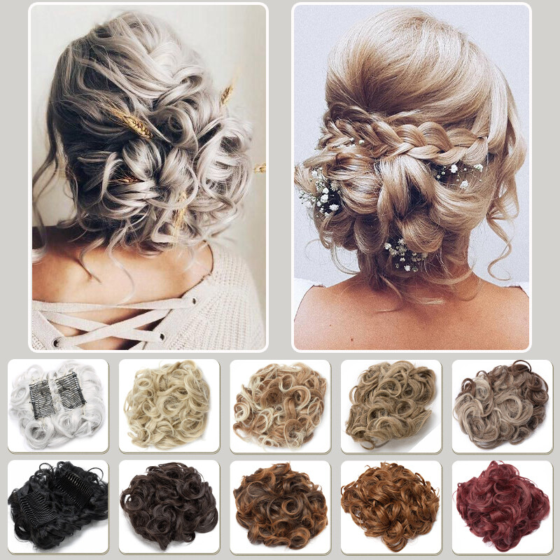 Natural Curly Messy Bun Hair Piece Comb Scrunchie Updo Extensions Real as Human