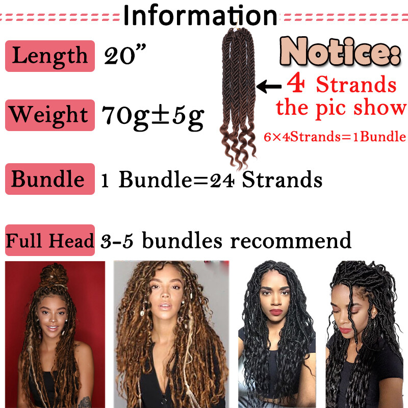5 Pack = 120s Goddess Faux Locs Dreadlocks Twist Crochet Braids Hair Extensions