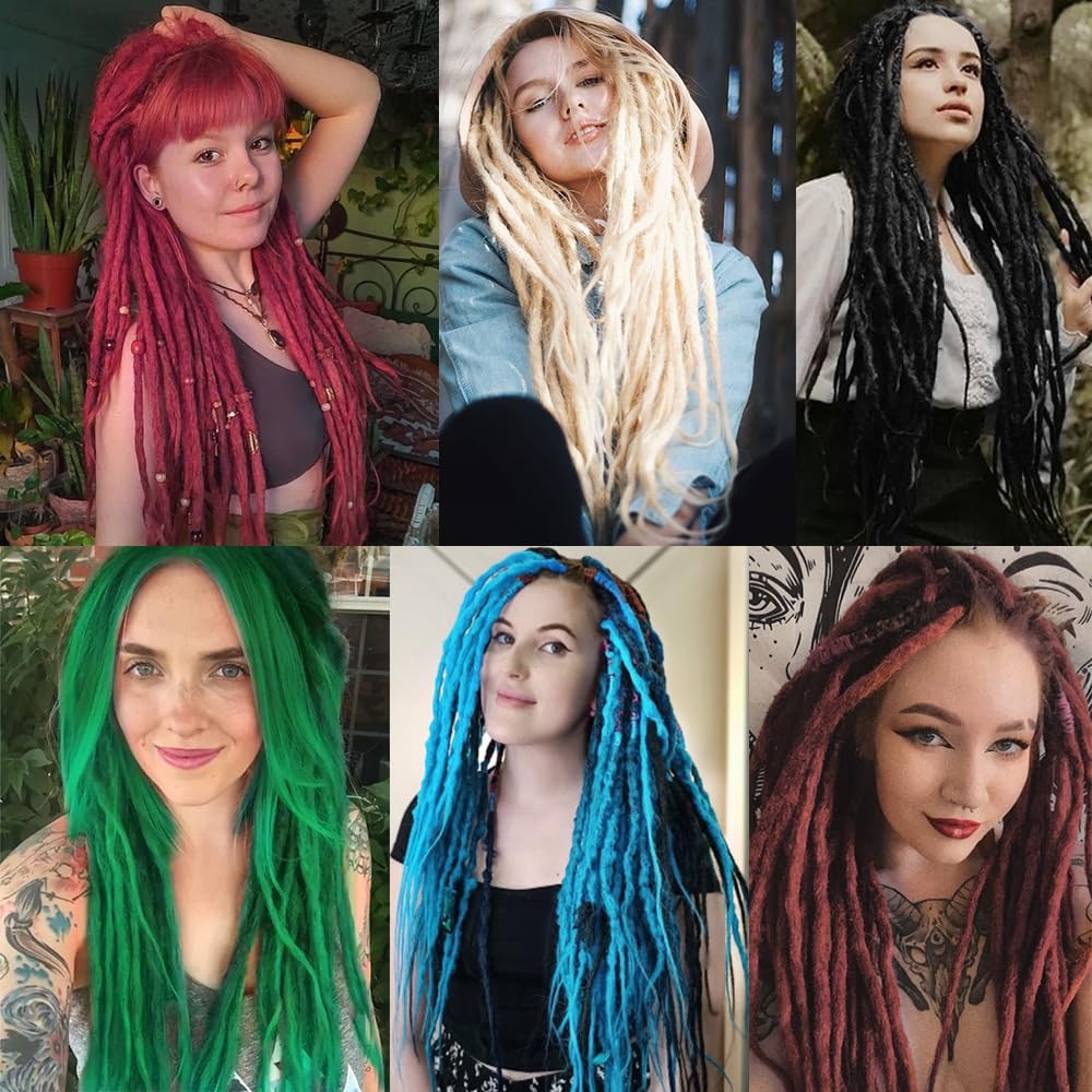 22″ Wool Double Ended Dreadlock Extensions – 15 Strands Mixed Brown Hippie Style