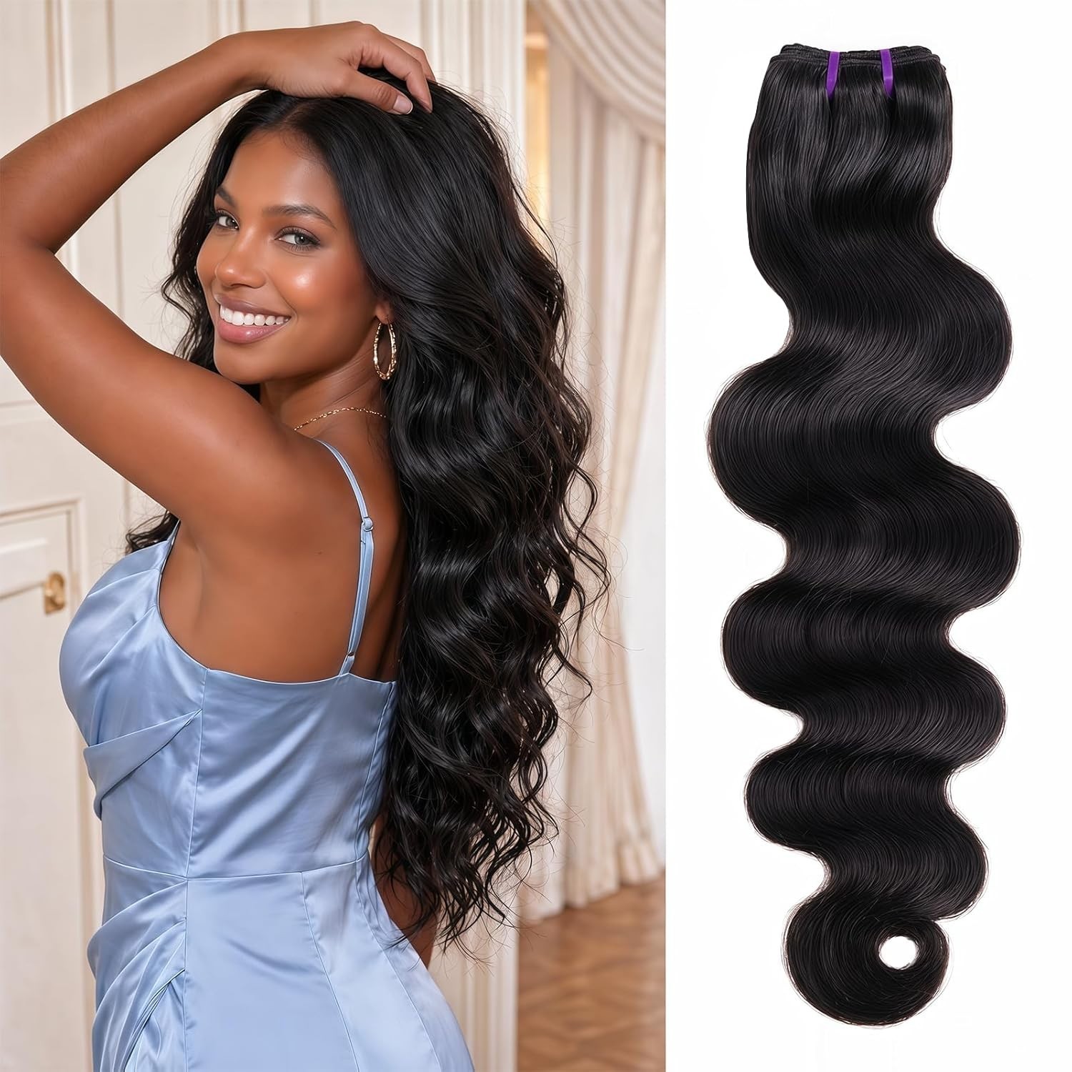VVIG Body Wave Human Hair Bundle 18 Inch 100% Unprocessed Raw Human Hair 16A Gra