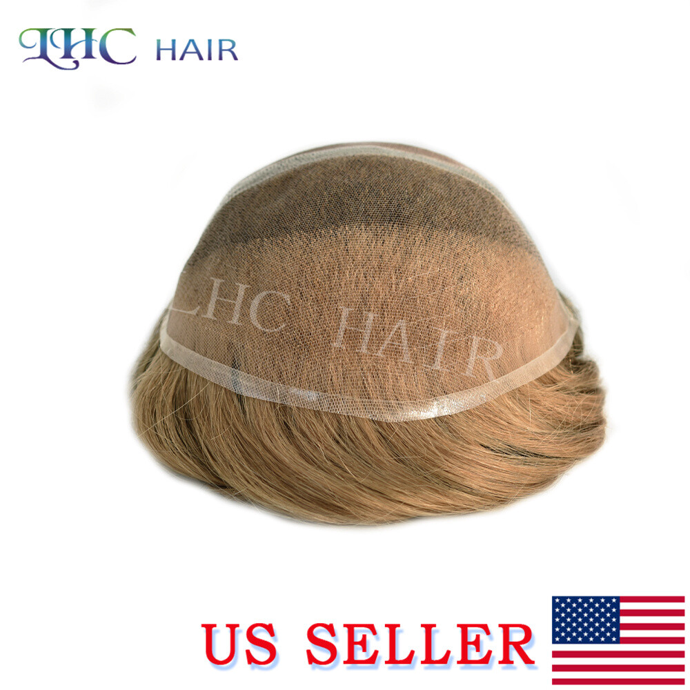 Lace Front Mens Toupee Human Hair System Natural Hairline Brown Blonde Hairpiece