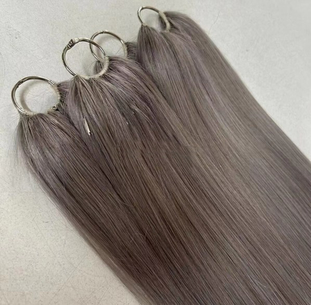 DIY Seamless Feathers Hair Human hair Extension 40 Strands Invisible Hair Grey