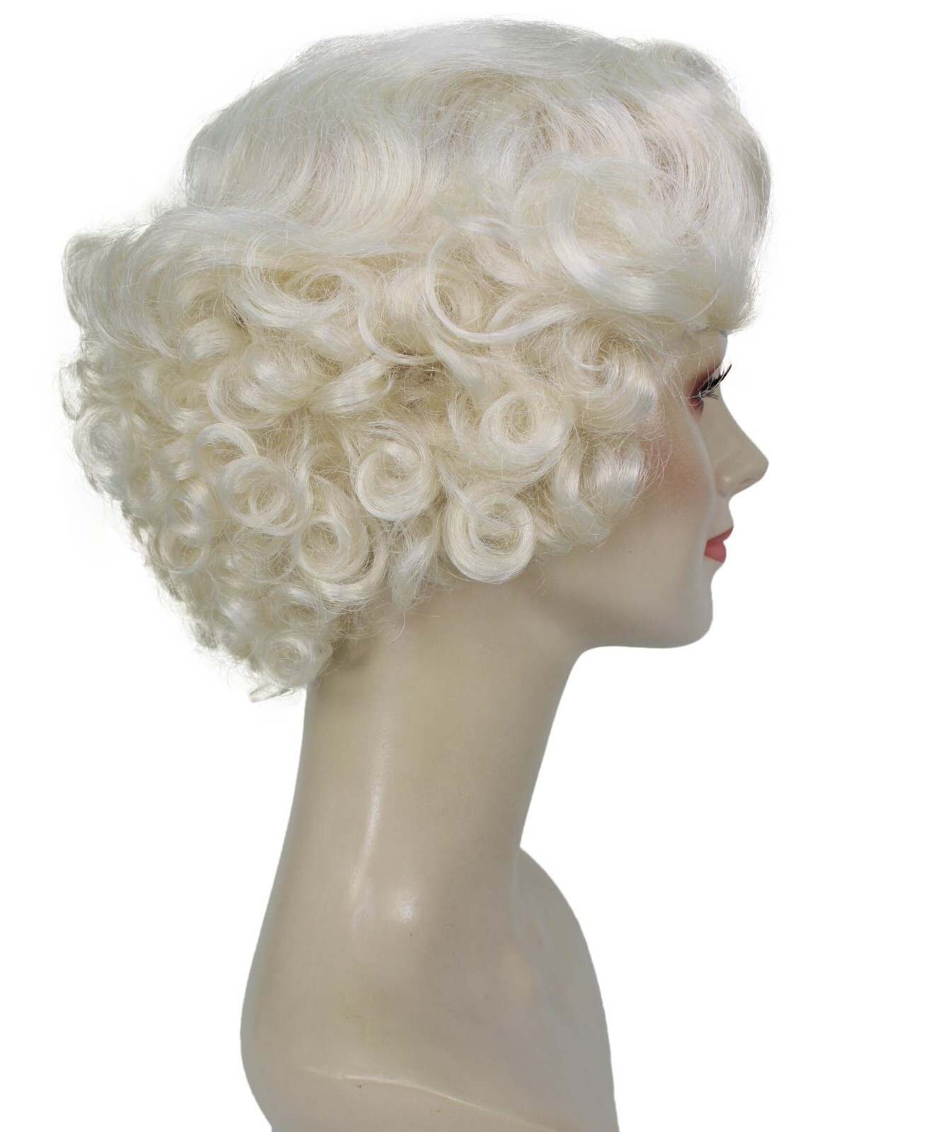 HPO Adult Women’s Short Curly Silver Grey Queen Wig, Capless Cap Design HW-7057