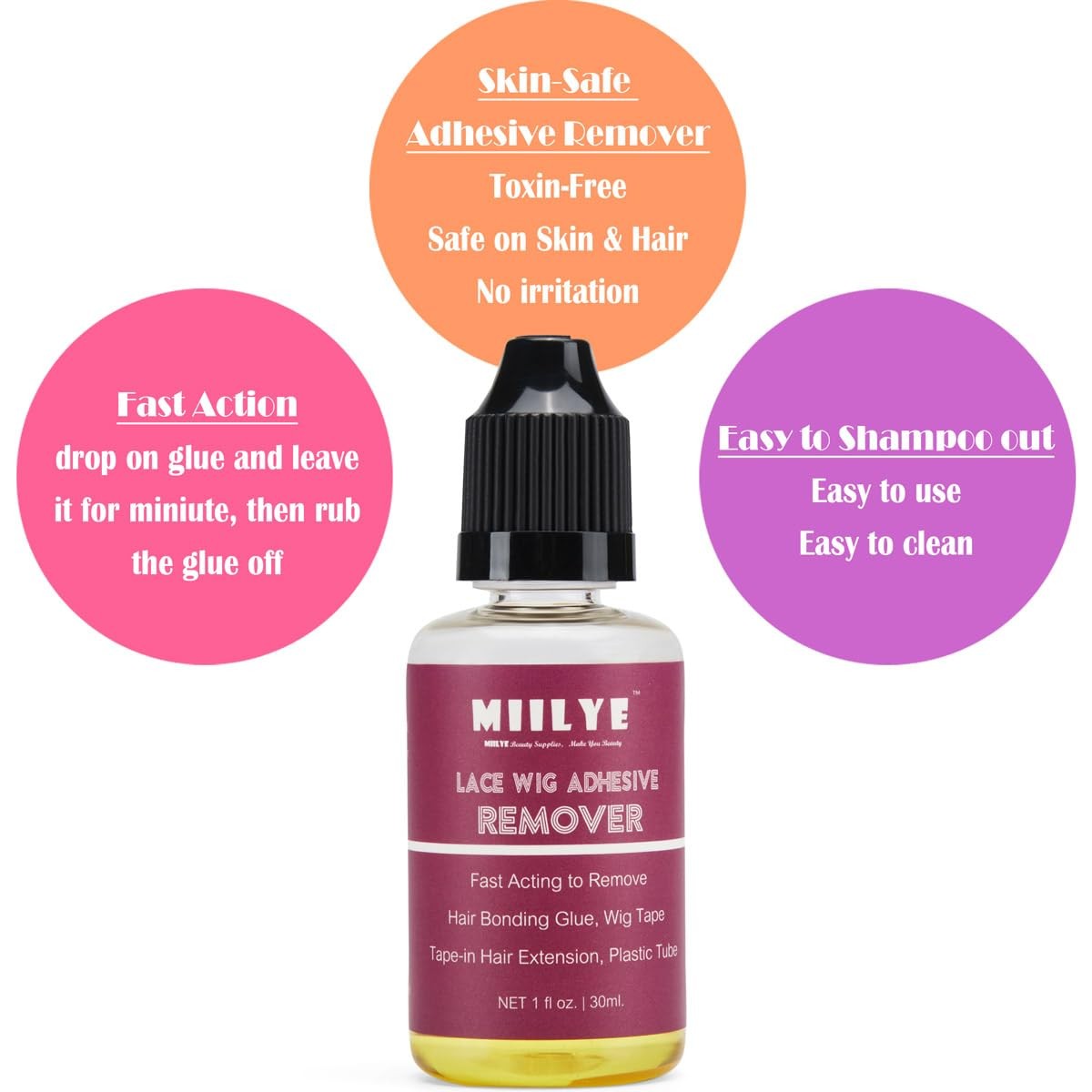 Wig Glue Remover, Hair Extension Adhesive Solvent, 2 Bottles