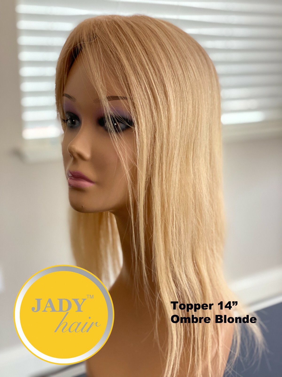 100% Human Hair Topper 14″ with hand injected Silk Top or Swiss lace top