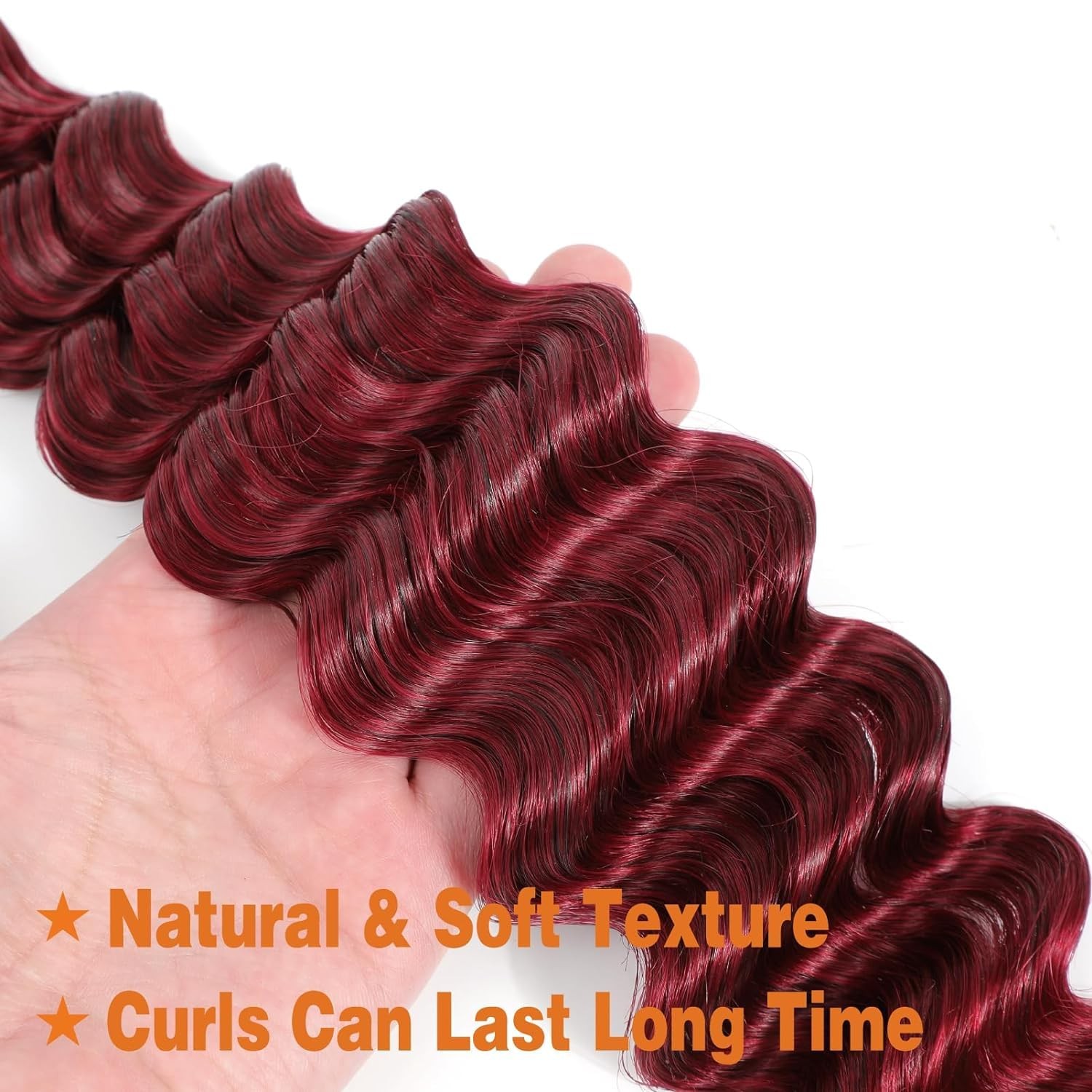 Ubinica Burgundy Deep Wave Braiding Human Hair 2 Bundles Total 100G 22 Inch