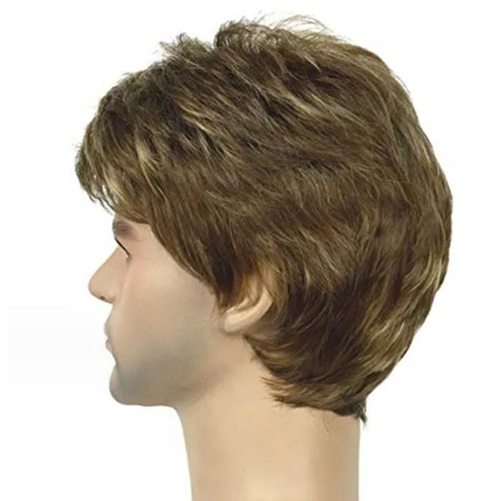 Light Brown Short Hair styles Men’s Layered synthetic Hair Wig 6 Inch