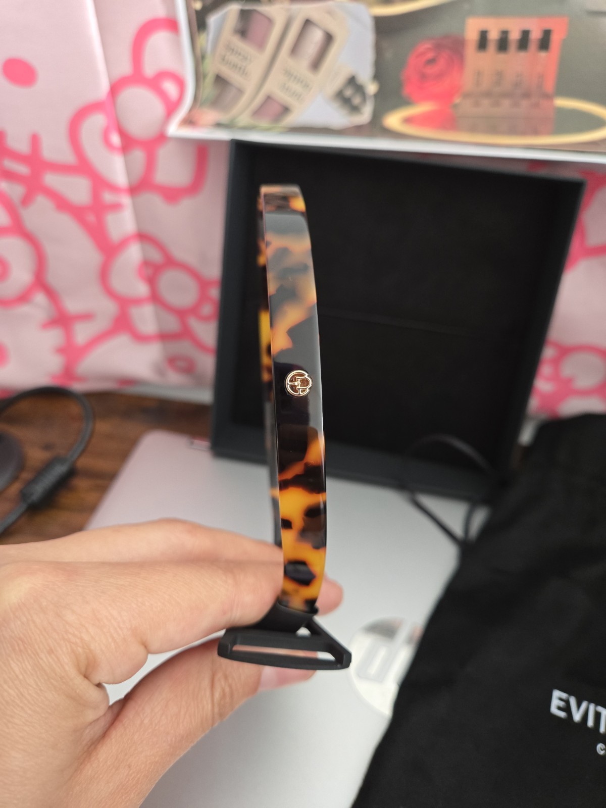 Evita Peroni Caroline U-Shaped Acetate Headband Dark Brown Women’s New In Box