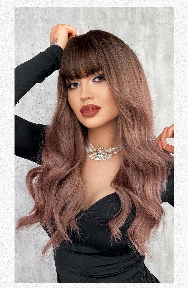 Wavy brownish-blonde wig with frizzy natural big waves and sexy long curly hair