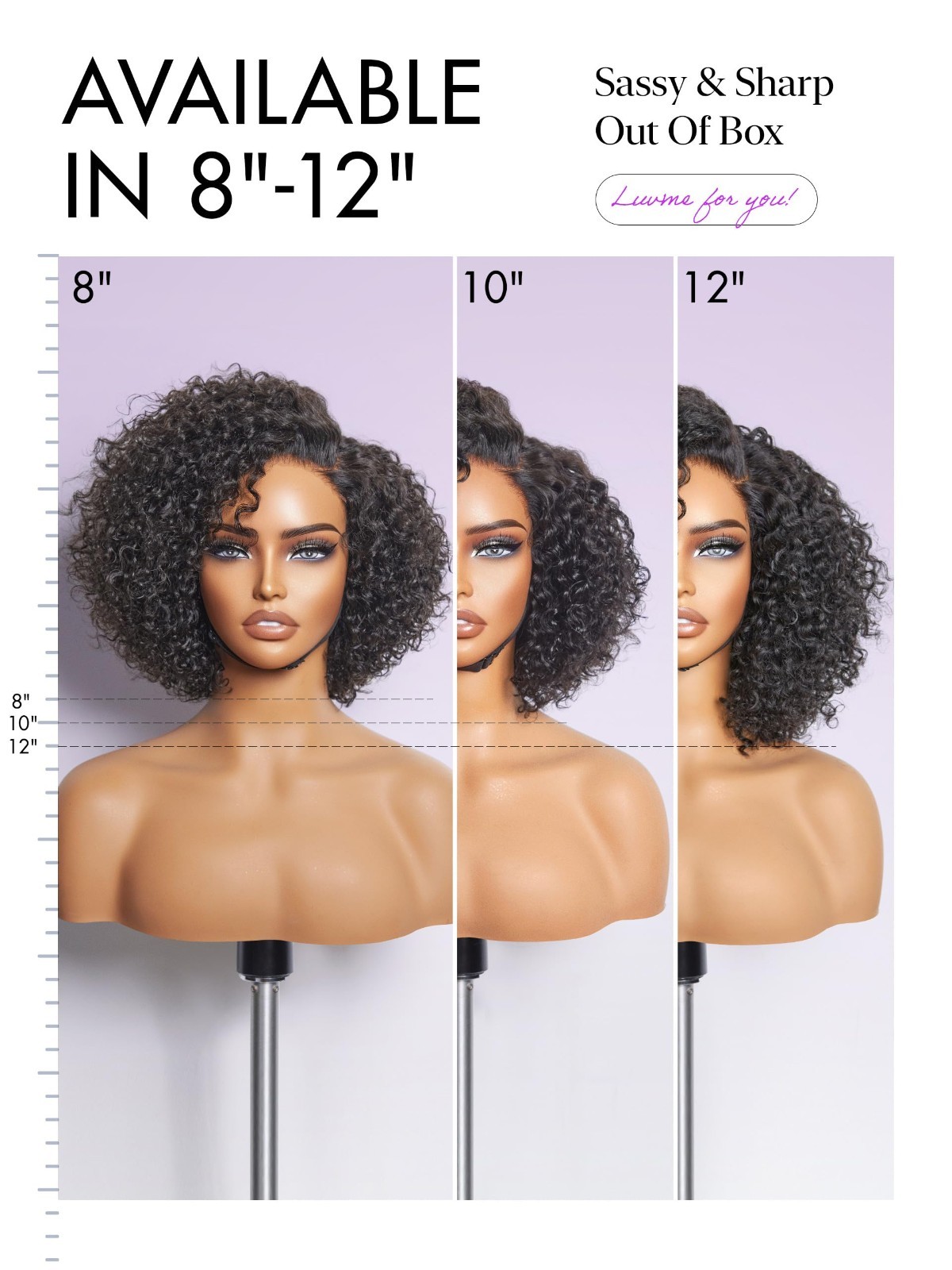 Short Curly 10″ Human Hair Wig – Glueless Lace Closure, Undetectable HD Lace