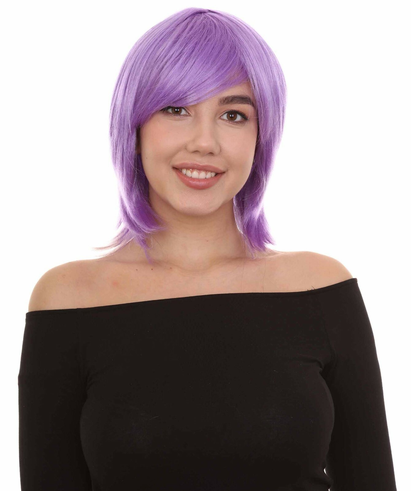 Shoulder Length Bob with Side Bangs Party Wig, Halloween Wig, Multiple Colors