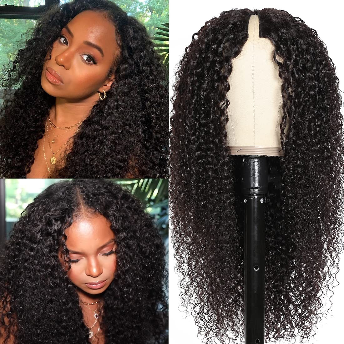 V Part Wigs Human Hair Kinky Curly Upgrade U Part Wig Human Hair Wig For Women