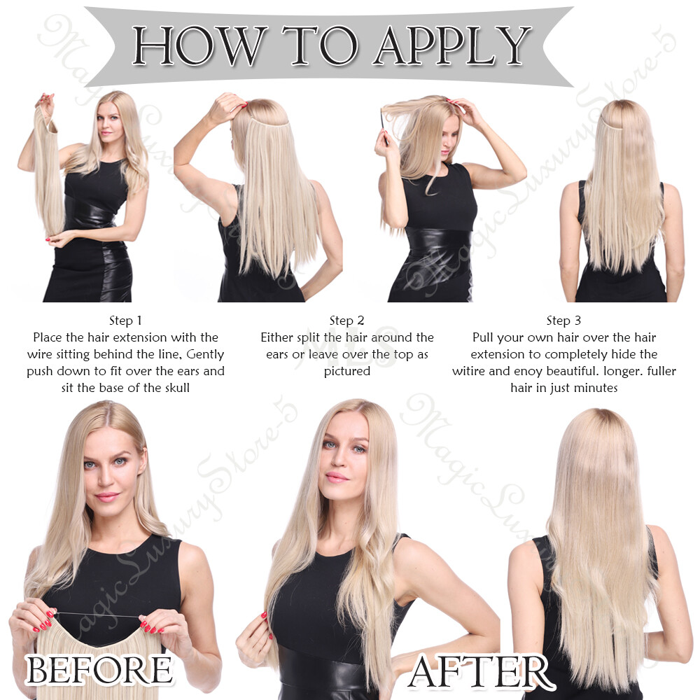 Hidden Secret One Piece Weft Wire In 100% Real Human Hair Extensions Weave Thick