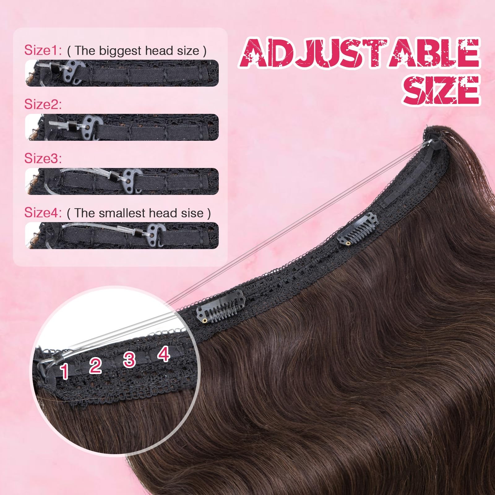 Halo Hair Extensions Real Human Hair My-Lady Adjustable Halo Extensions Real