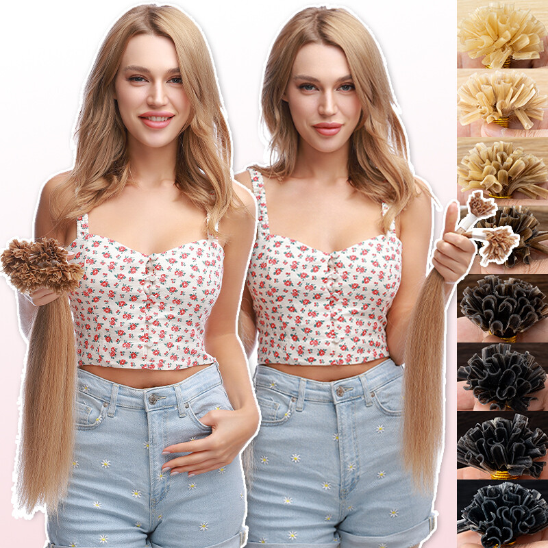 Nail U Tip 100% Real Remy Human Hair Extensions Pre Bonded Thick 1g/strand Hair