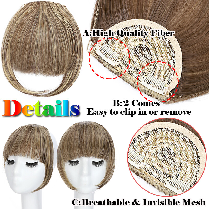 Clip in on Fringe Neat Bangs Thin & Thick As Human Hair Extensions Hairpiece US