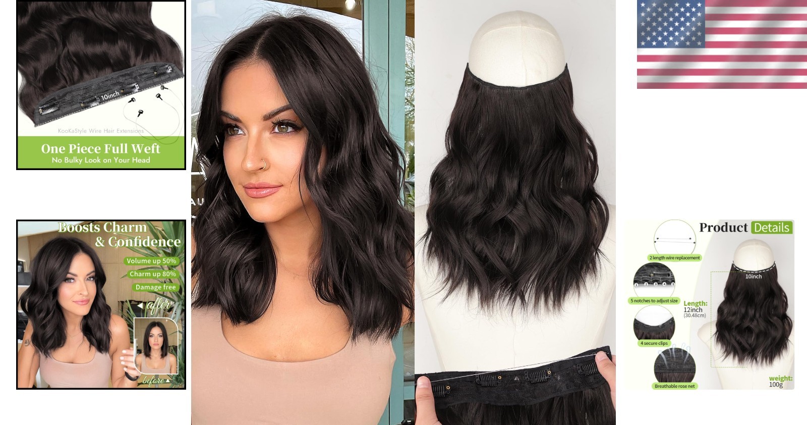 Invisible Wire Hair Extensions Rich Dark Brown 12 Inch