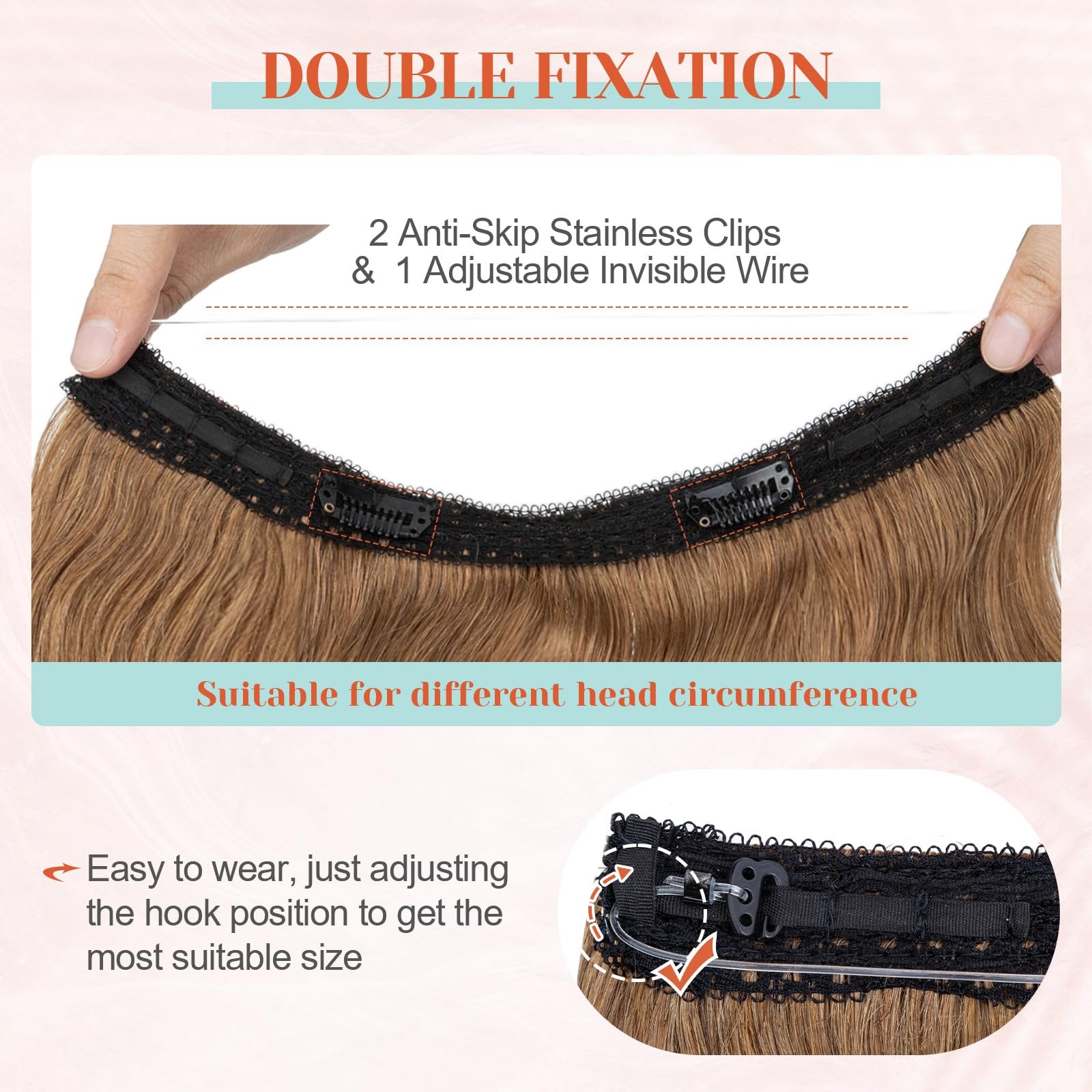 Benehair Halo – 100 Real Human Brown Wavy/Curly Wire Extension Light