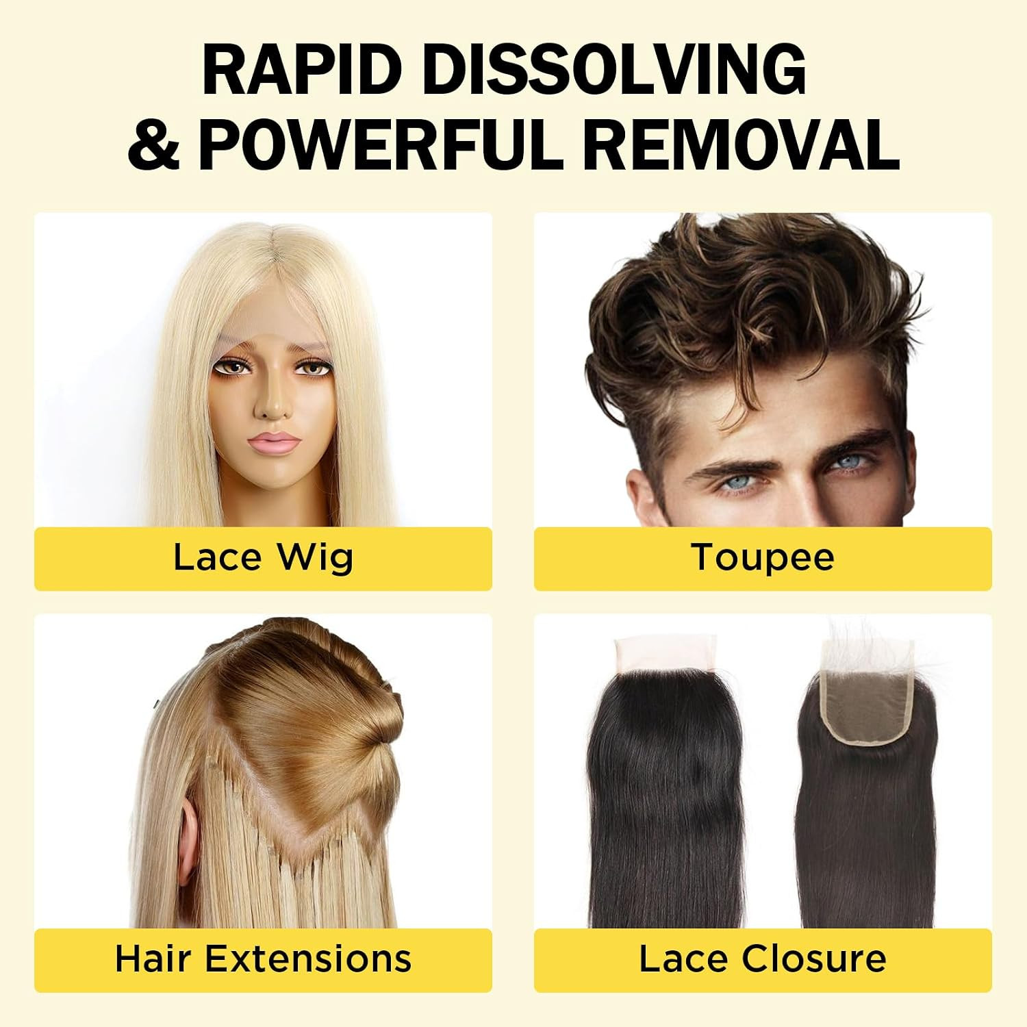 Fast Acting Tape in Extension Remover for Tape-In Hair Extensions, Wig Glue, Lac