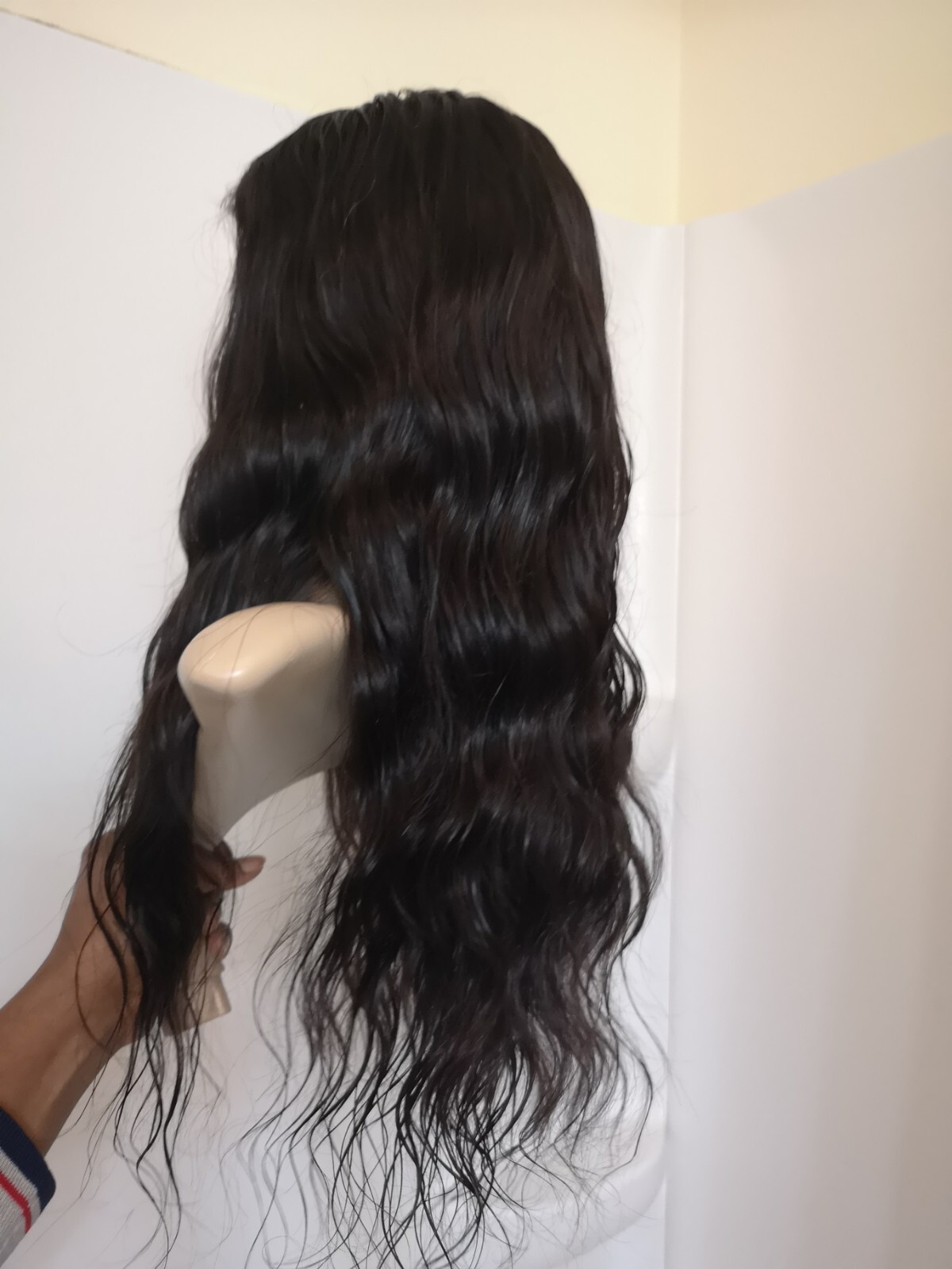 Custom High Quality Sexy 22”Human Hair 4×4 Swiss Front Lace Wig 1B