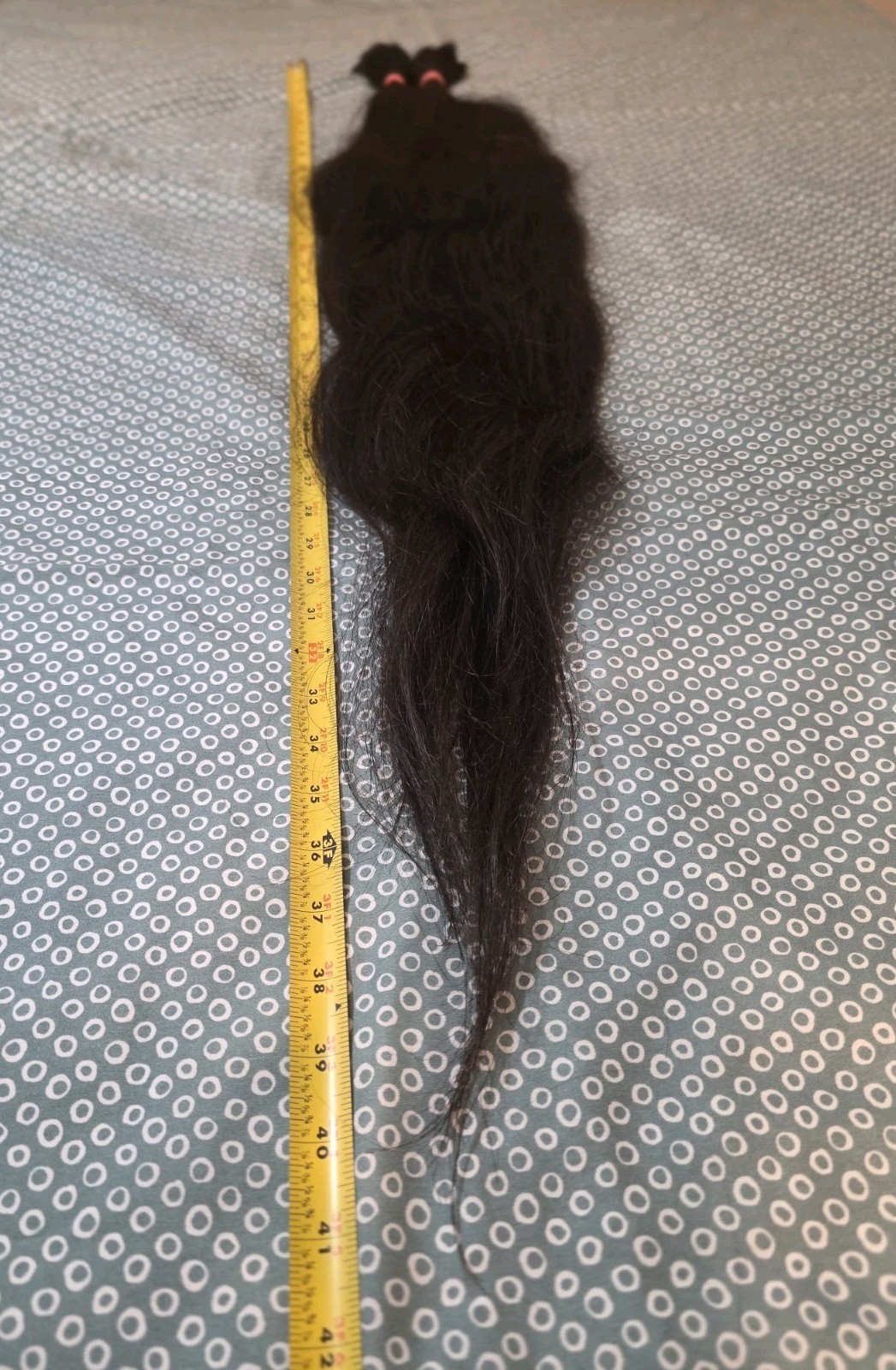 Black Human Hair Ponytail Bundles Straight Thick 40 in 244.2 grams 2pcs