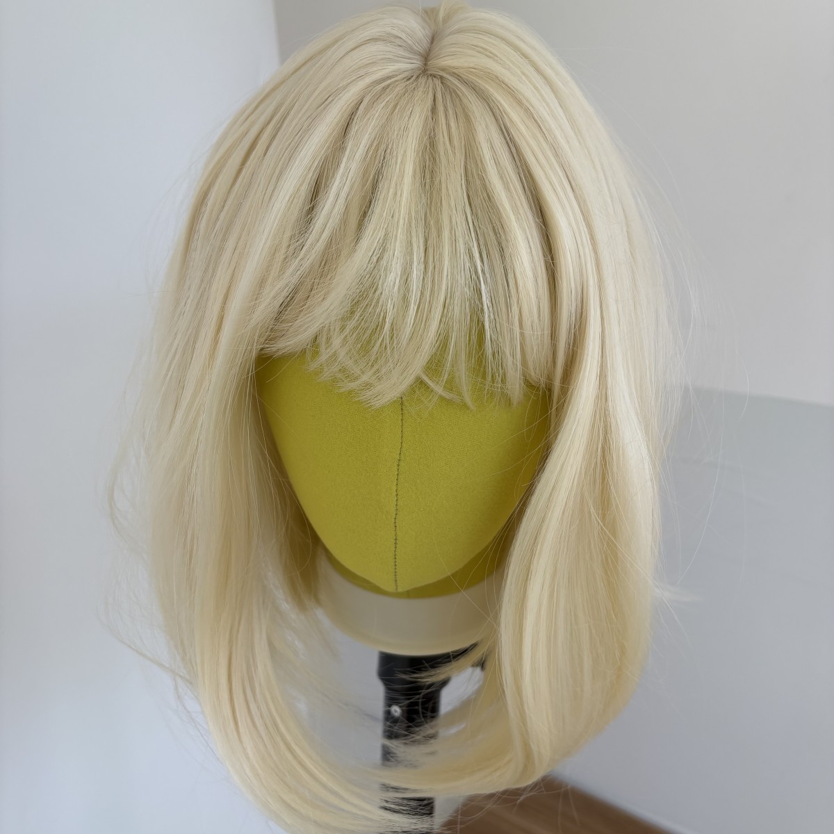 Blonde Costume Wig With Bangs Soft Short Straight Heat Resistant Synthetic Hair