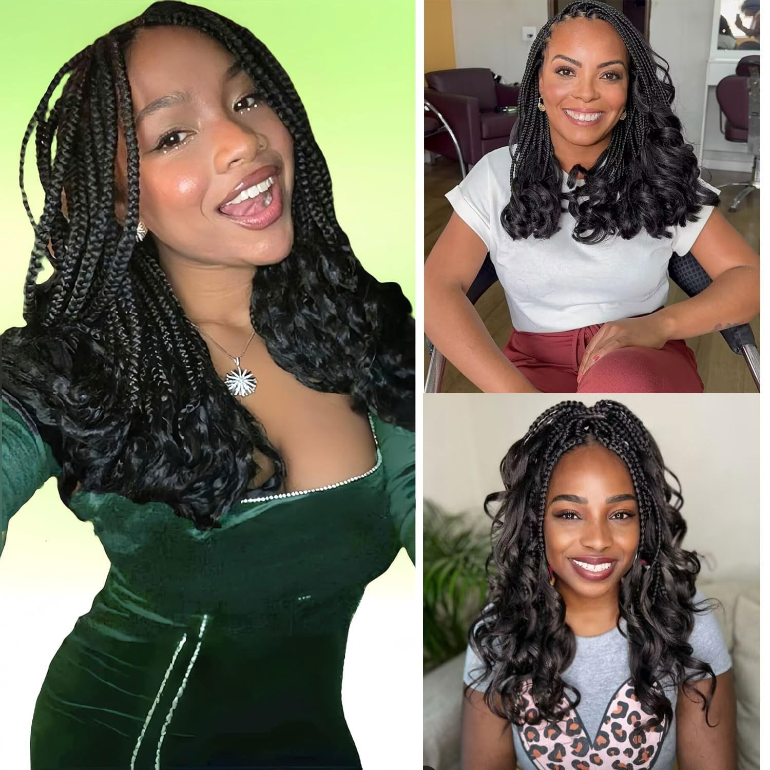 High-Quality 14 Inch French Curl Braiding Hair Extensions – 8 Packs 1b