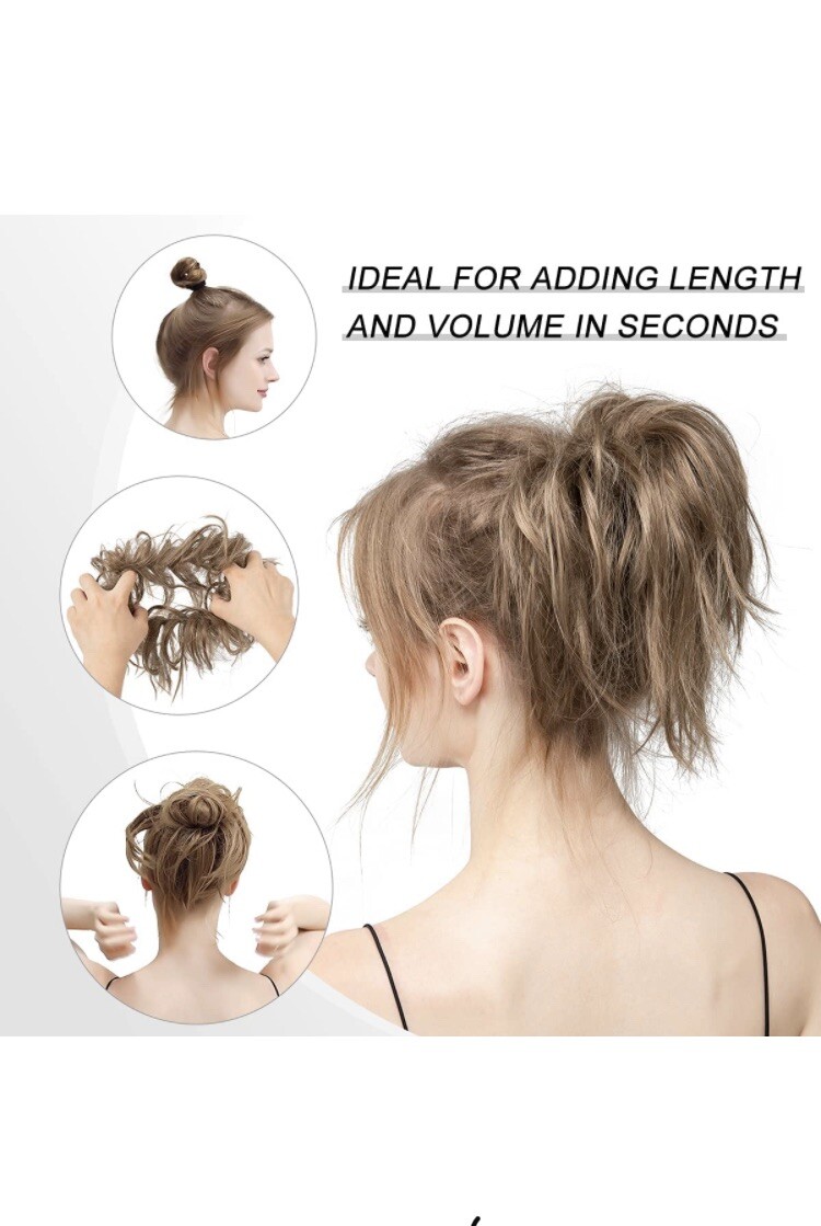 Messy Bun Hair Piece, CJL HAIR Tousled Updo Extensions