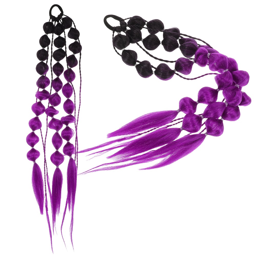 1Pair Colored Bubble Braid Hair Extension with Lantern Style Braids for Events