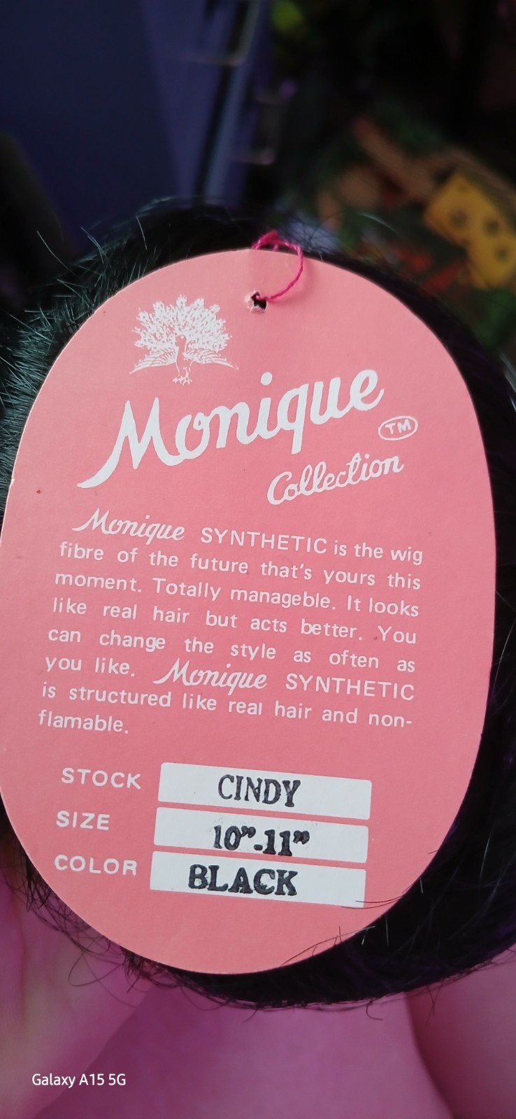 Vintage Monique Collection Cindy Synthetic Wig Black 10-11″