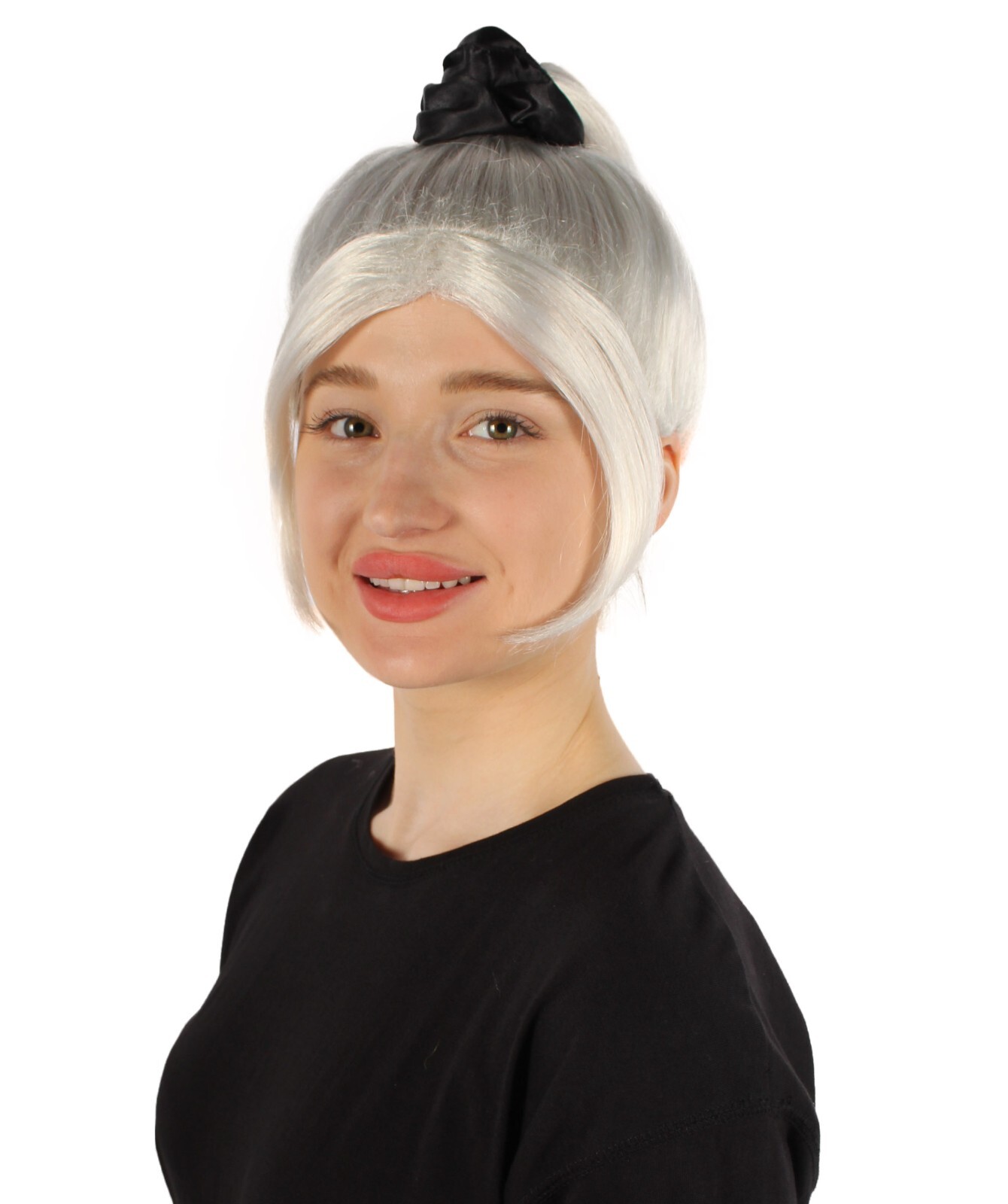 Adult Women’s White Rose Ponytail Wig, Best for Halloween, HW-7109