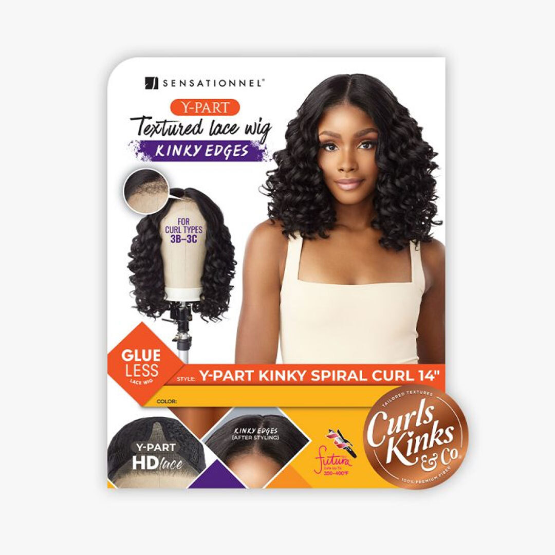 Sensationnel Curls Kinks&co Textured Lace Wig – Y-park Kinky Spiral Curl 14″