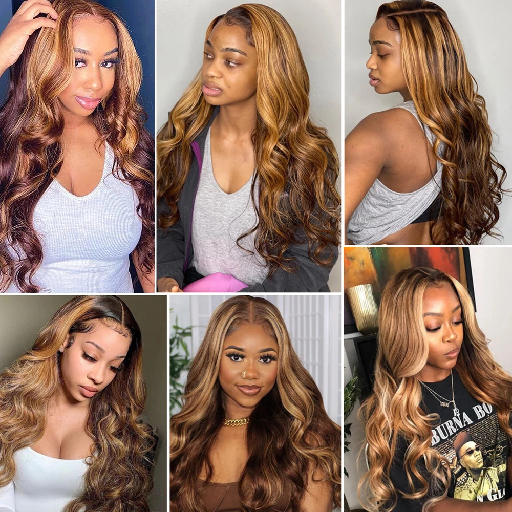 Highlight Blonde Human Hair Hd Lace Front Wigs Body Wave Glueless Wigs Brazilian